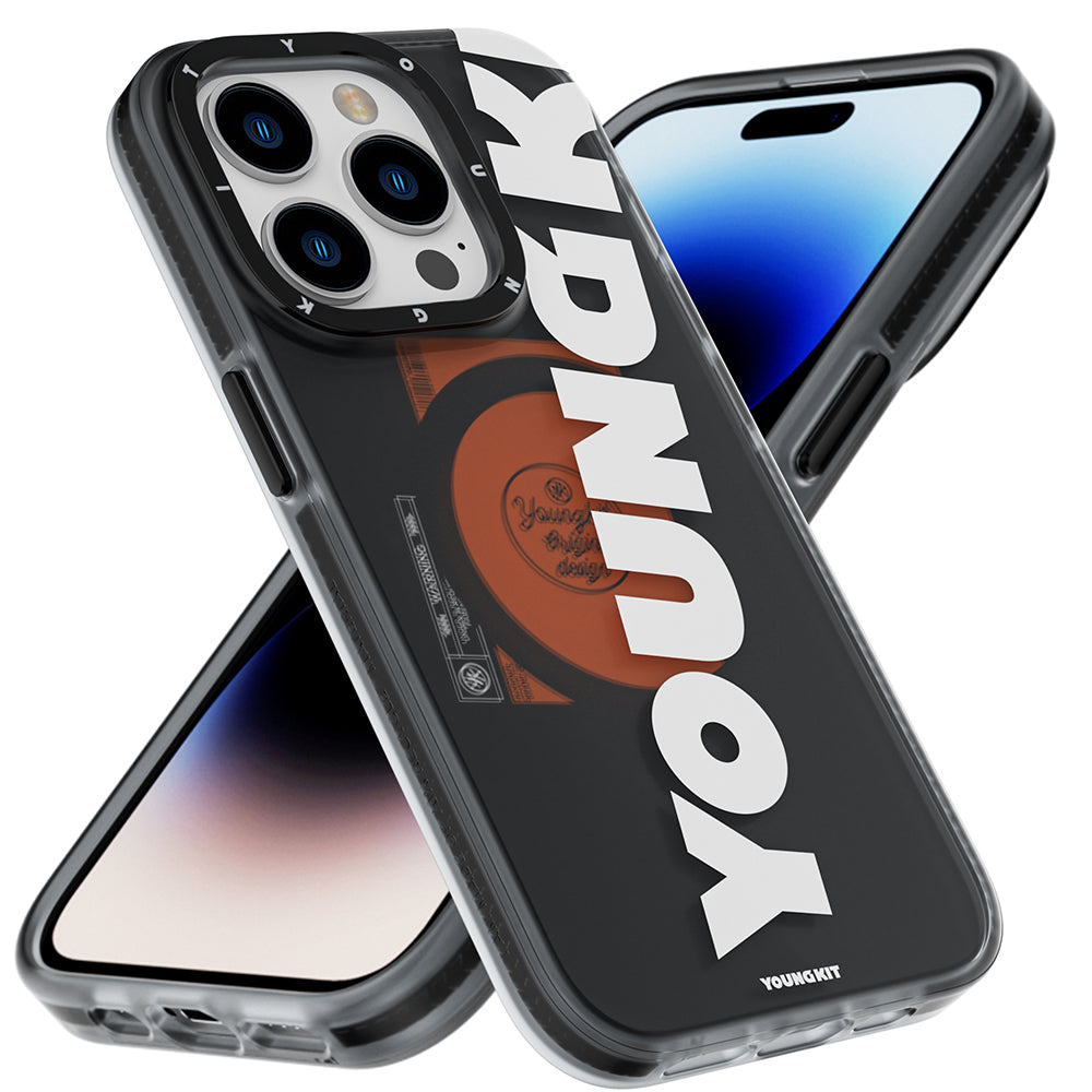 Apple iPhone 13 Pro Kılıf M-safe Şarj Özellikli Youngkit Binfen Serisi Yazı Temalı Kapak Siyah