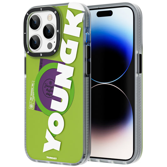 Apple iPhone 13 Pro Kılıf M-safe Şarj Özellikli Youngkit Binfen Serisi Yazı Temalı Kapak Pembe