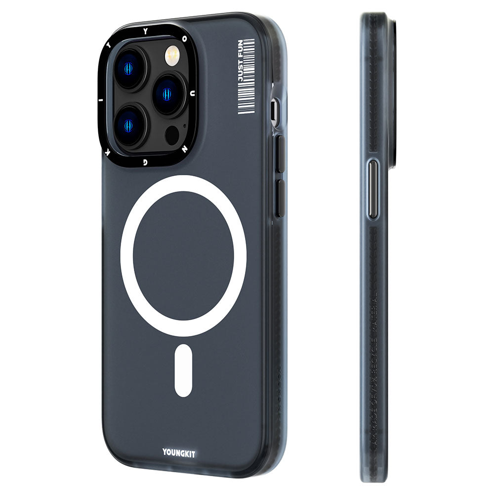 Apple iPhone 13 Pro Kılıf M-safe Şarj Özellikli Youngkit Colored Sand Serisi Kapak Siyah