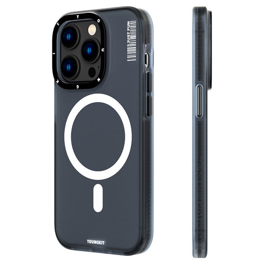 Apple iPhone 13 Pro Kılıf M-safe Şarj Özellikli Youngkit Colored Sand Serisi Kapak Siyah