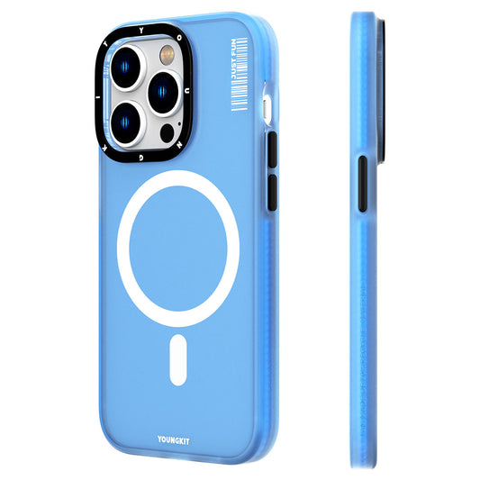 Apple iPhone 13 Pro Kılıf M-safe Şarj Özellikli Youngkit Colored Sand Serisi Kapak Mavi