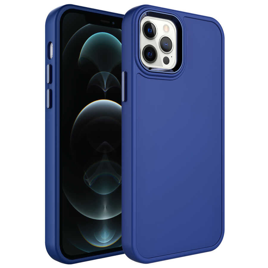 Apple iPhone 13 Pro Kılıf Metal Çerçeve ve Buton Tasarımlı Sert Zore Botox Kapak
