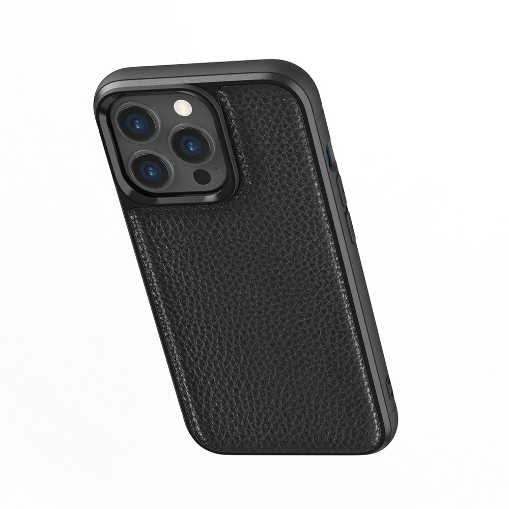 Apple iPhone 13 Pro Kılıf Wiwu Genuine Leather Plastic Calfskin Orjinal Deri Kapak Mavi