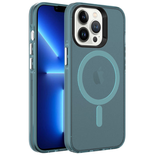 Apple iPhone 13 Pro Kılıf Zore M-safe Şarj Özellikli Buzlu Transparan C-Pro Sert Kapak