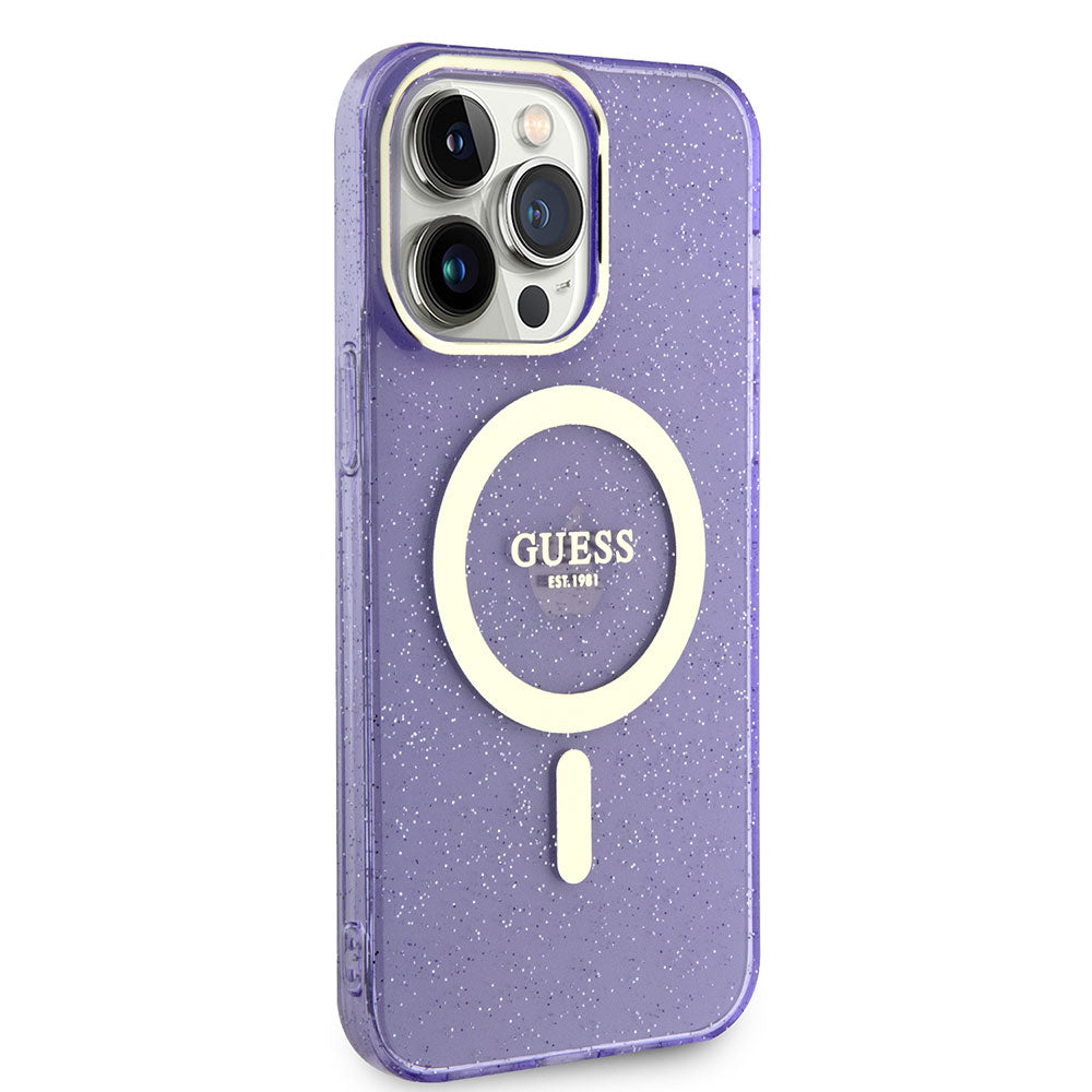 Apple iPhone 13 Pro Max Kılıf GUESS M-safe Şarj Özellikli Glitter Kapak