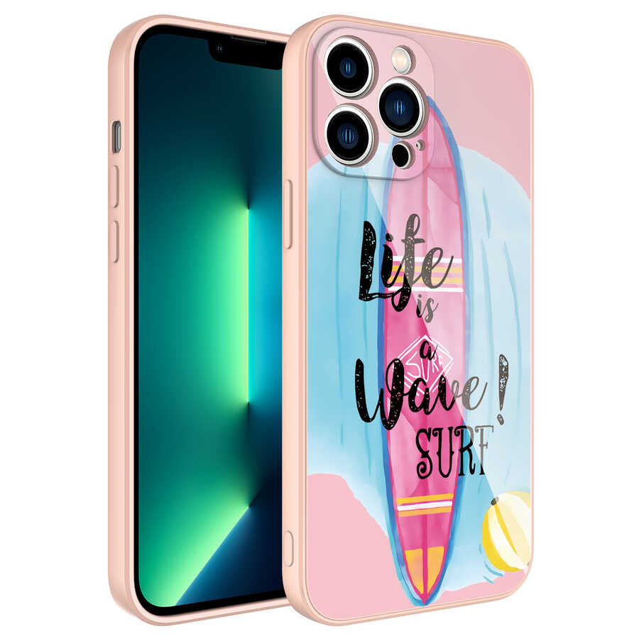 Apple iPhone 13 Pro Max Kılıf Kamera Korumalı Desenli Sert Silikon Zore Epoksi Kapak
