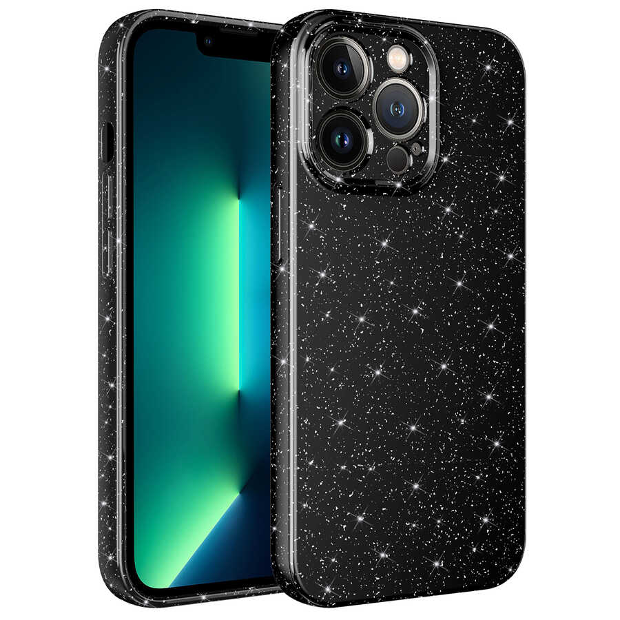 Apple iPhone 13 Pro Max Kılıf Kamera Korumalı Simli Lüks Zore Koton Kapak