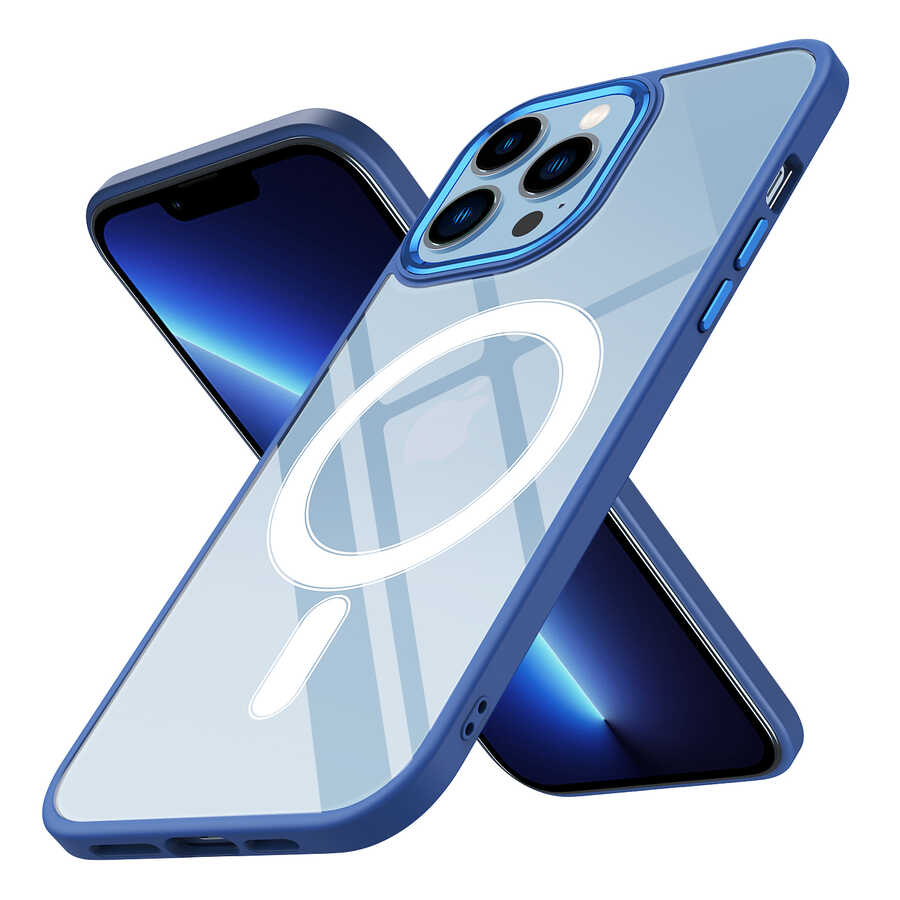 Apple iPhone 13 Pro Max Kılıf Wireless Şarj Özellikli Zore Krom M-safe Silikon Kapak
