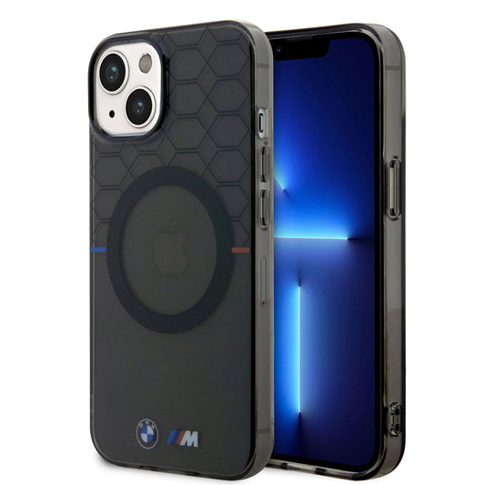 Apple iPhone 14 Kılıf BMW M-safe Şarj Özellikli Transparan M Dizayn Kapak Gri