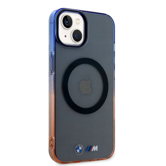 Apple iPhone 14 Kılıf BMW M-safe Şarj Özellikli Transparan Renk Geçişli Dizayn Kapak Gri