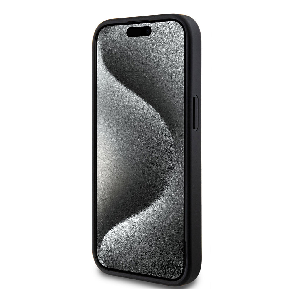 Apple iPhone 14 Kılıf DKNY Orjinal Lisanslı Taşlı DKNY Yazılı Metalik Rhinestones PU Deri Kapak Kahverengi
