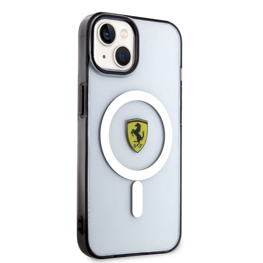 Apple iPhone 14 Kılıf Ferrari M-safe Şarj Özellikli Transparan Dizayn Kapak Renksiz