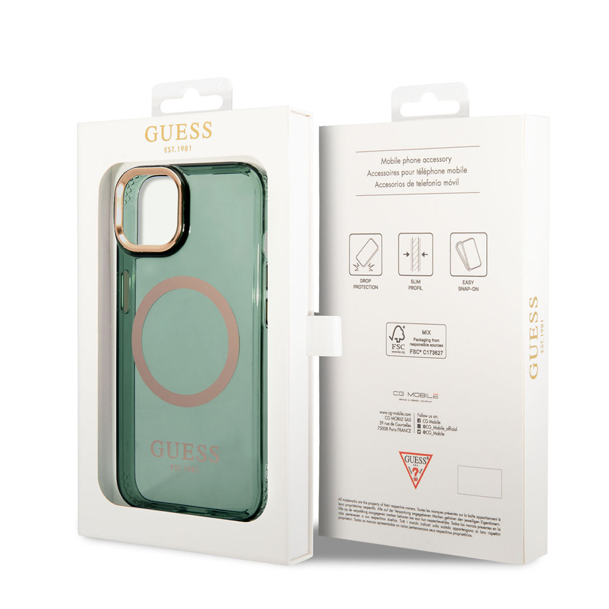 Apple iPhone 14 Kılıf GUESS M-safe Şarj Özellikli Airbagli Dizayn Kapak Yeşil