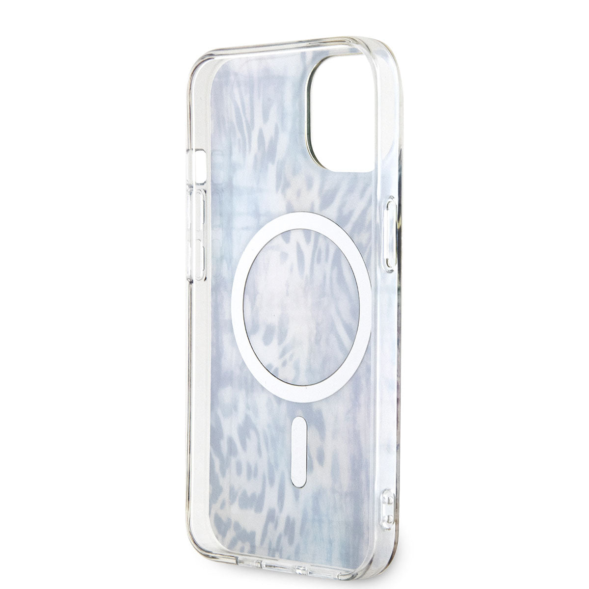 Apple iPhone 14 Kılıf GUESS M-safe Şarj Özellikli Leopar Desenli Kapak Pembe