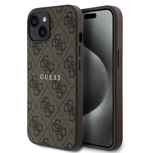 Apple iPhone 14 Kılıf Guess Orjinal Lisanslı M-safe Şarj Özellikli 4G Desen Yazı Logolu Kapak