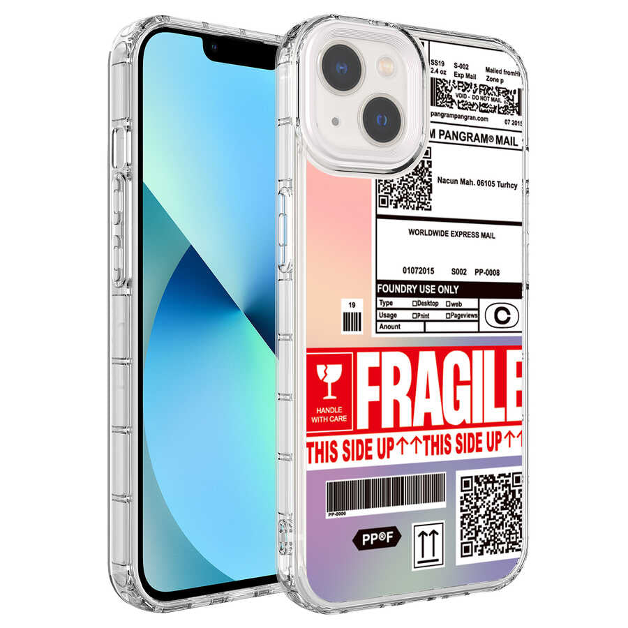 Apple iPhone 14 Kılıf Kamera Korumalı Renkli Desenli Sert Silikon Zore Korn Kapak