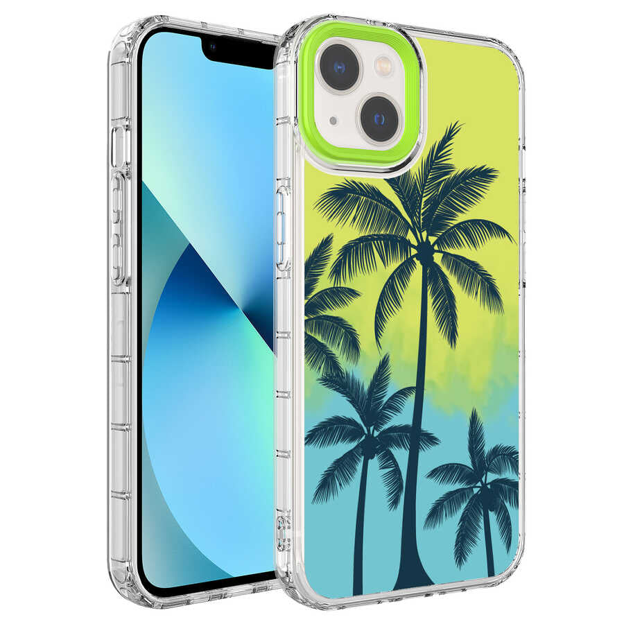 Apple iPhone 14 Kılıf Kamera Korumalı Renkli Desenli Sert Silikon Zore Korn Kapak