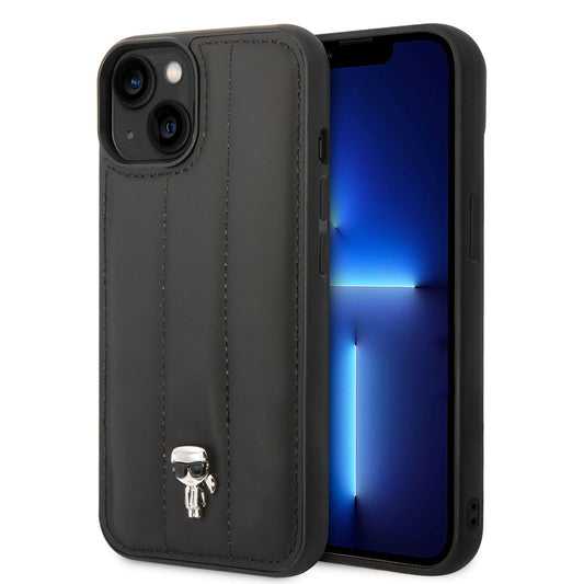 Apple iPhone 14 Kılıf Karl Lagerfeld Nylon Puffy Airbag Karl Dizayn Kapak Siyah