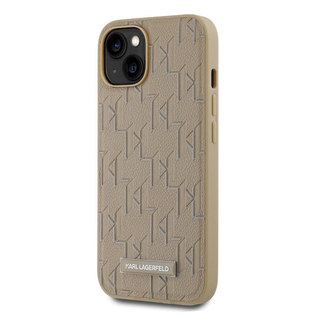 Apple iPhone 14 Kılıf Karl Lagerfeld Orjinal Lisanslı M-safe Şarj Özellikli KL Yazılı Hot Stamp Kapak Siyah