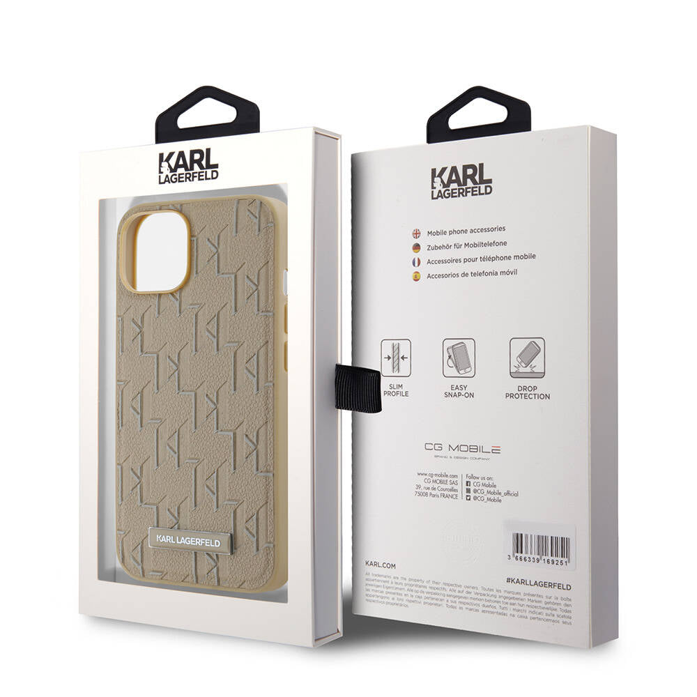 Apple iPhone 14 Kılıf Karl Lagerfeld Orjinal Lisanslı M-safe Şarj Özellikli KL Yazılı Hot Stamp Kapak Siyah