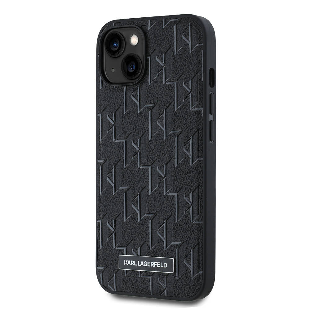Apple iPhone 14 Kılıf Karl Lagerfeld Orjinal Lisanslı M-safe Şarj Özellikli KL Yazılı Hot Stamp Kapak Siyah