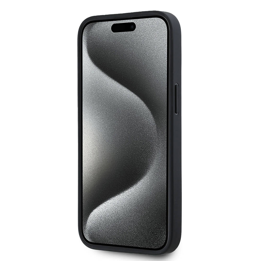 Apple iPhone 14 Kılıf Karl Lagerfeld Orjinal Lisanslı M-safe Şarj Özellikli KL Yazılı Hot Stamp Kapak Siyah