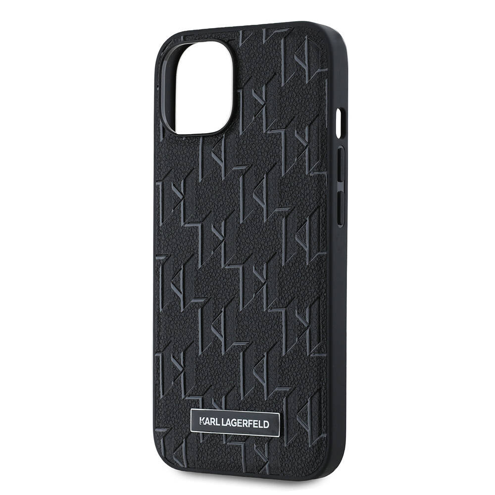 Apple iPhone 14 Kılıf Karl Lagerfeld Orjinal Lisanslı M-safe Şarj Özellikli KL Yazılı Hot Stamp Kapak Siyah