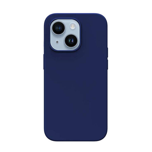 Apple iPhone 14 Kılıf M-safe Şarj Özellikli Liquid Silikon Recci Mousse Serisi Kapak Mavi
