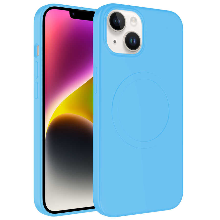 Apple iPhone 14 Kılıf M-safe Wireless Şarj Özellikli Pastel Renk Silikon Zore Plas Kapak