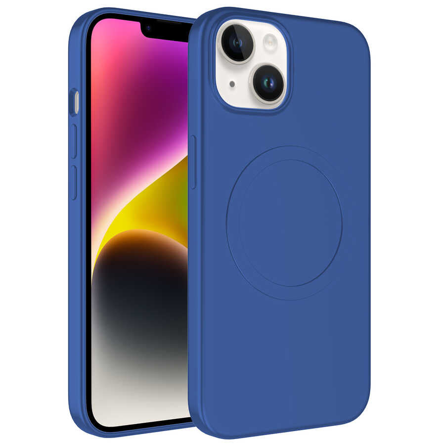 Apple iPhone 14 Kılıf M-safe Wireless Şarj Özellikli Pastel Renk Silikon Zore Plas Kapak