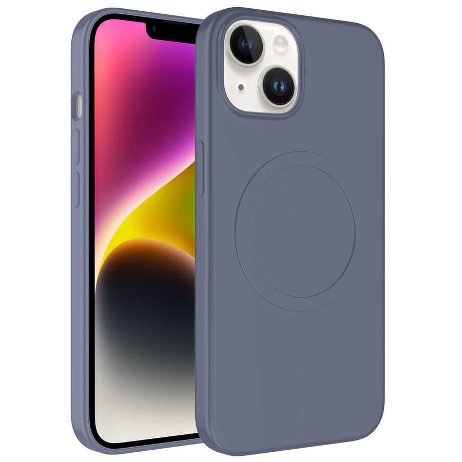 Apple iPhone 14 Kılıf M-safe Wireless Şarj Özellikli Pastel Renk Silikon Zore Plas Kapak