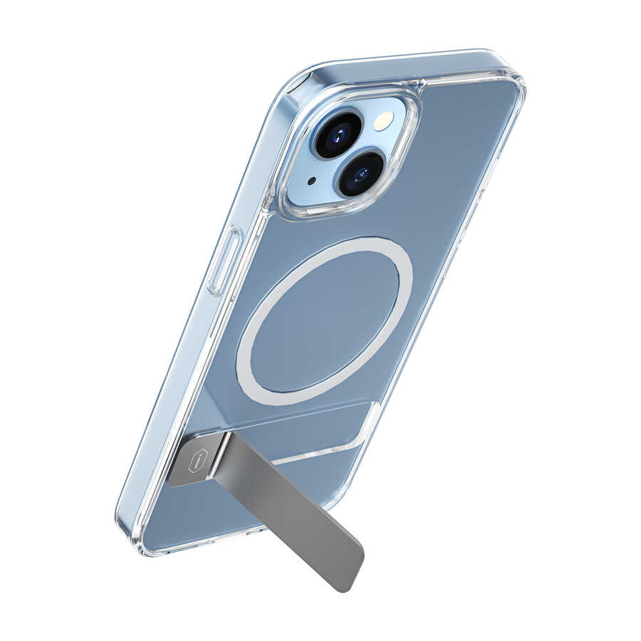 Apple iPhone 14 Kılıf Standlı M-safe Wireless Şarj Özellikli Wiwu Aurora Serisi Kapak Renksiz