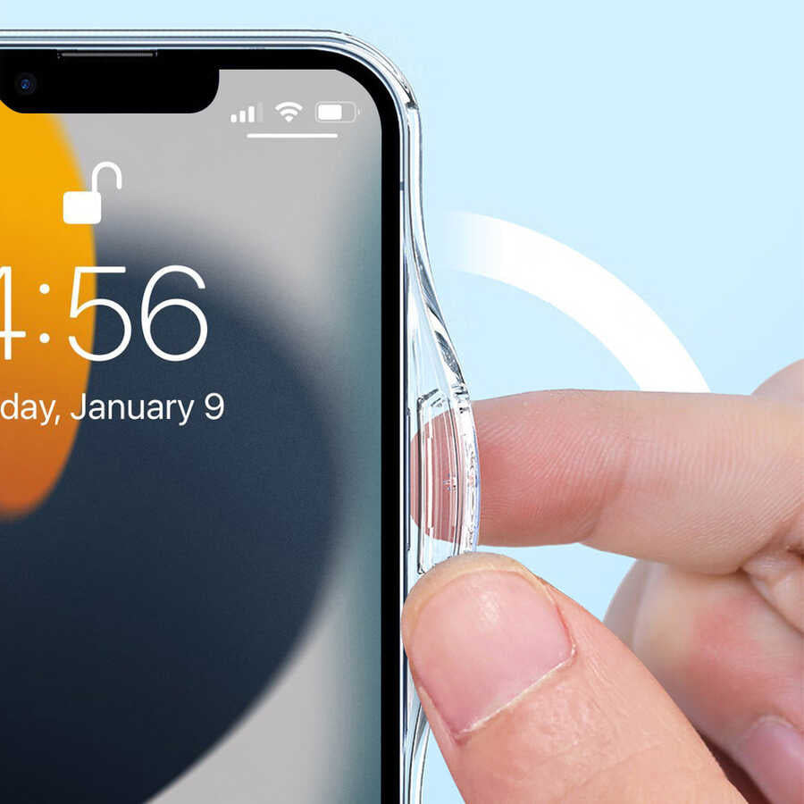 Apple iPhone 14 Kılıf Standlı M-safe Wireless Şarj Özellikli Wiwu Aurora Serisi Kapak Renksiz
