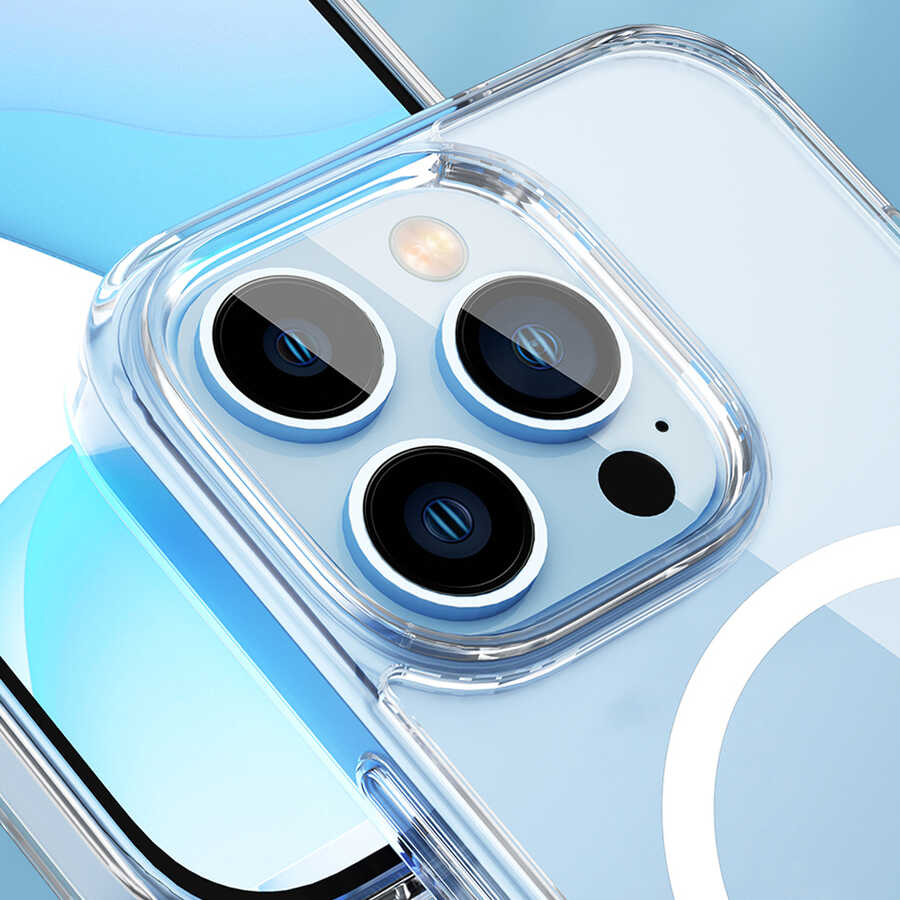 Apple iPhone 14 Kılıf Standlı M-safe Wireless Şarj Özellikli Wiwu Aurora Serisi Kapak Renksiz
