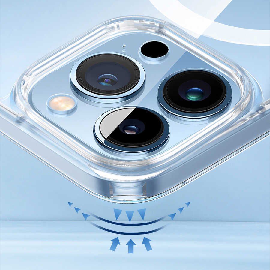 Apple iPhone 14 Kılıf Standlı M-safe Wireless Şarj Özellikli Wiwu Aurora Serisi Kapak Renksiz