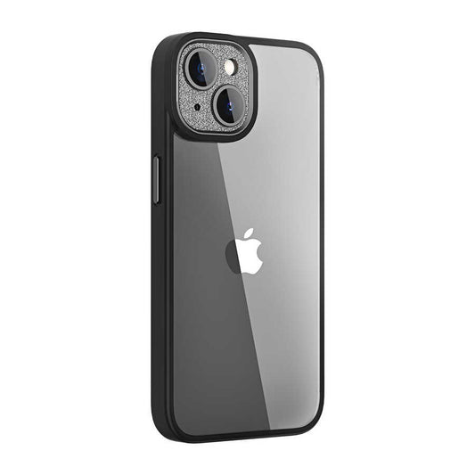 Apple iPhone 14 Kılıf Wiwu GCC-105 Lens Korumalı Renkli Kenar Arkası Şeffaf Multicolor Kapak Siyah