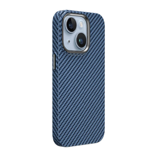 Apple iPhone 14 Kılıf Wiwu Karbon Fiber Görünümlü M-safe Wireless Şarj Özellikli Kabon Kapak Siyah