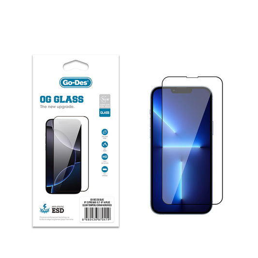 Apple iPhone 14 Plus Go Des OG Glass Antistatik Temperli Cam Ekran Koruyucu Şeffaf