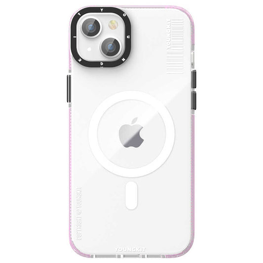 Apple iPhone 14 Plus Kılıf M-safe Şarj Özellikli YoungKit Exquisite Serisi Kapak Pembe