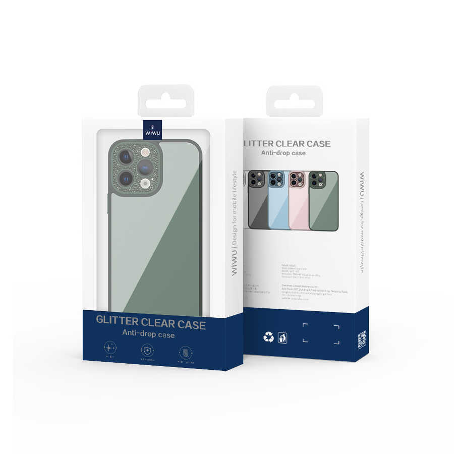 Apple iPhone 14 Plus Kılıf Wiwu GCC-105 Lens Korumalı Renkli Kenar Arkası Şeffaf Multicolor Kapak Pembe