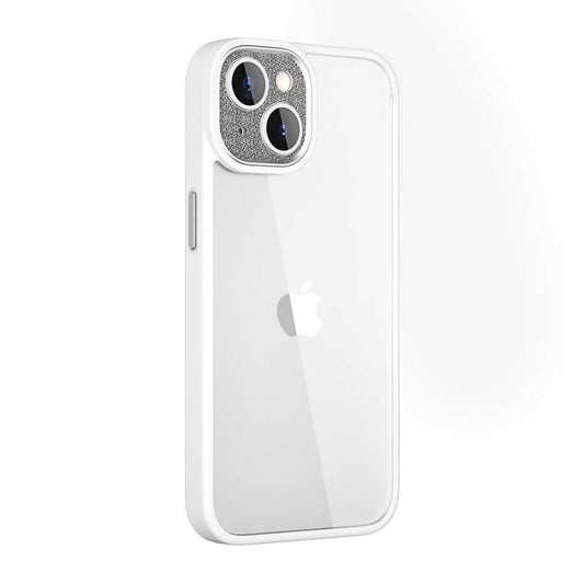 Apple iPhone 14 Plus Kılıf Wiwu GCC-105 Lens Korumalı Renkli Kenar Arkası Şeffaf Multicolor Kapak Beyaz