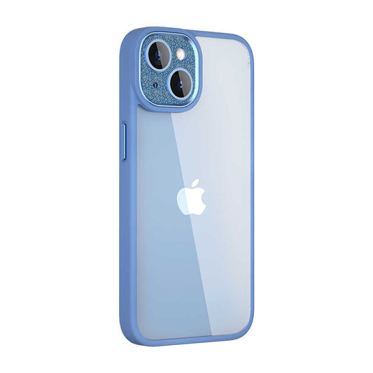 Apple iPhone 14 Plus Kılıf Wiwu GCC-105 Lens Korumalı Renkli Kenar Arkası Şeffaf Multicolor Kapak Mavi