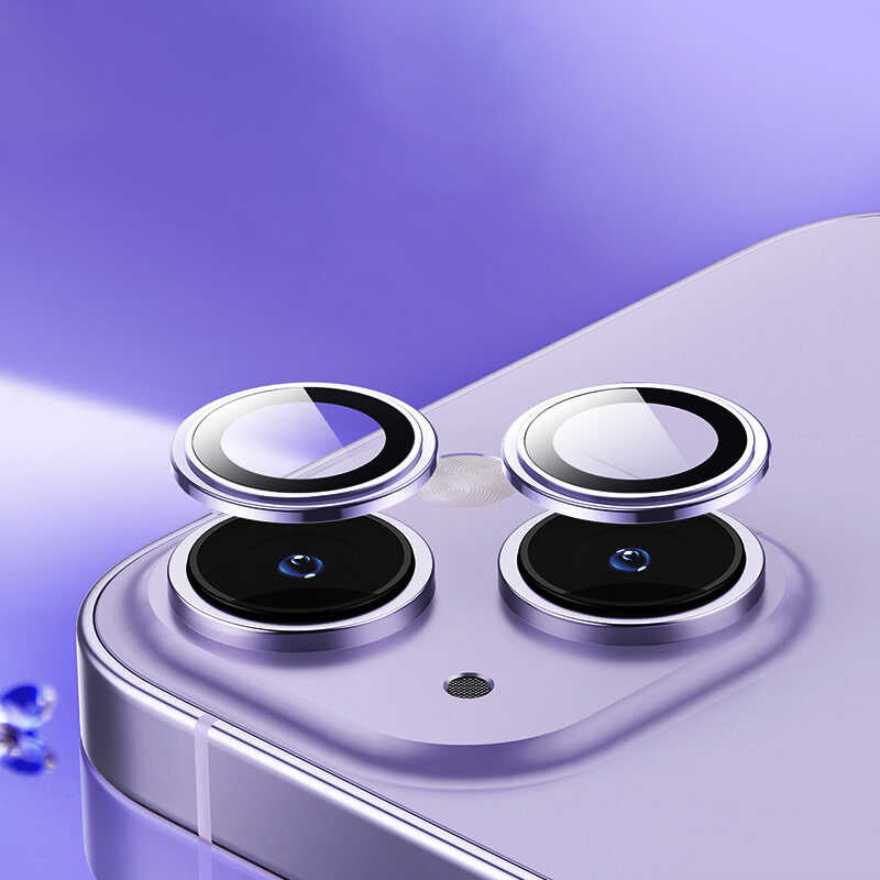 Apple iPhone 14 Plus Wiwu Lens Guard Metal Kamera Lens Koruyucu Derin Mor