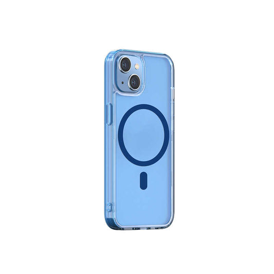 Apple iPhone 14 Plus Wiwu M-safe Şarj Özellikli Lens Korumalı Şeffaf Silikon Kapak Mavi