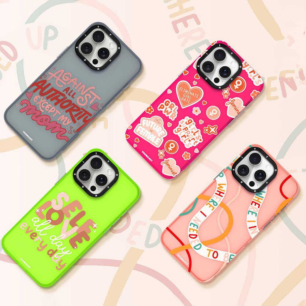 Apple iPhone 14 Pro Kılıf Bethany Green Tasarımlı Youngkit Sweet Language Kapak Gri