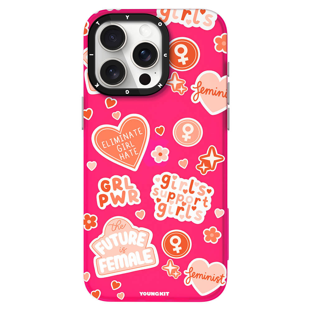 Apple iPhone 14 Pro Kılıf Bethany Green Tasarımlı Youngkit Sweet Language Kapak Pembe