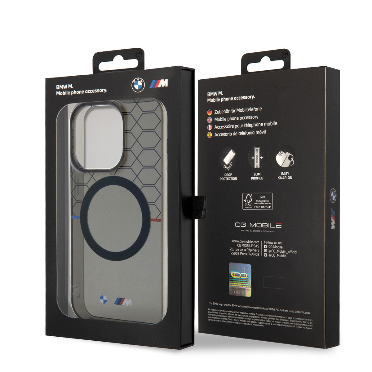 Apple iPhone 14 Pro Kılıf BMW M-safe Şarj Özellikli Transparan M Dizayn Kapak Gri