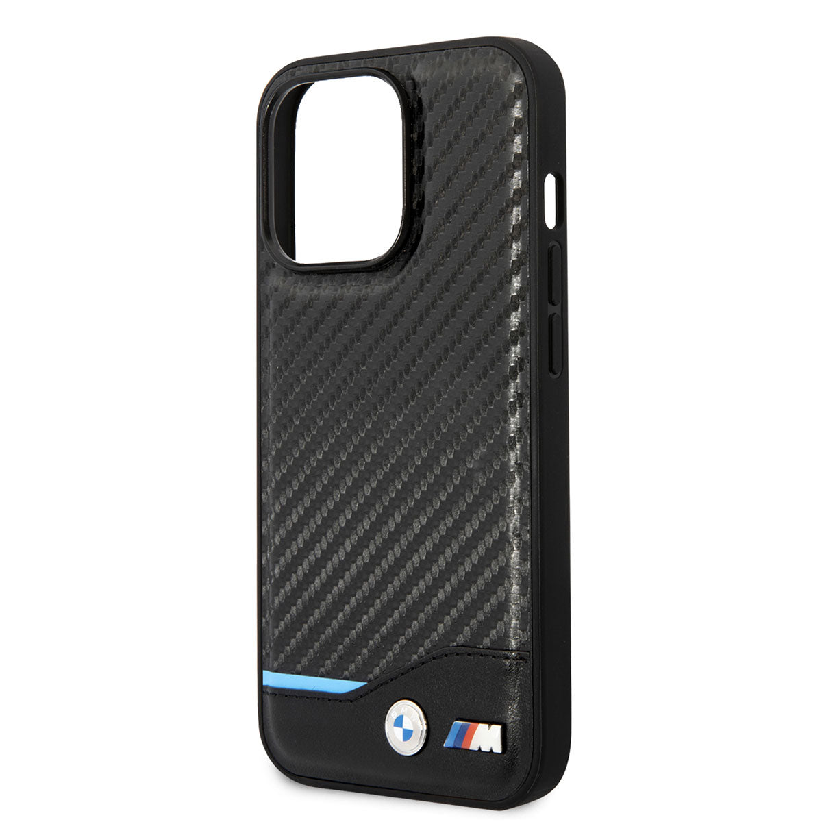 Apple iPhone 14 Pro Kılıf BMW PU Deri Ve Karbon Dizayn Kapak Siyah