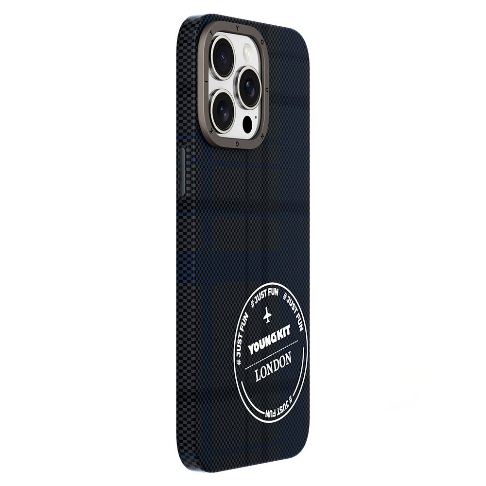 Apple iPhone 14 Pro Kılıf Ekose Desenli Youngkit Gezhi Serisi Kapak Kahverengi