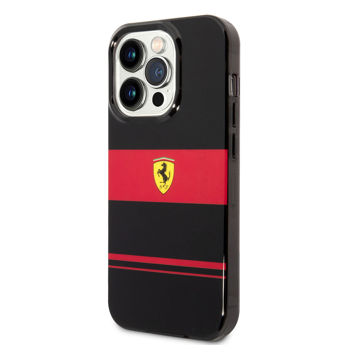 Apple iPhone 14 Pro Kılıf Ferrari Orjinal Lisanslı M-safe Şarj Özellikli Yatay Çizgili Dizayn Kapak Siyah